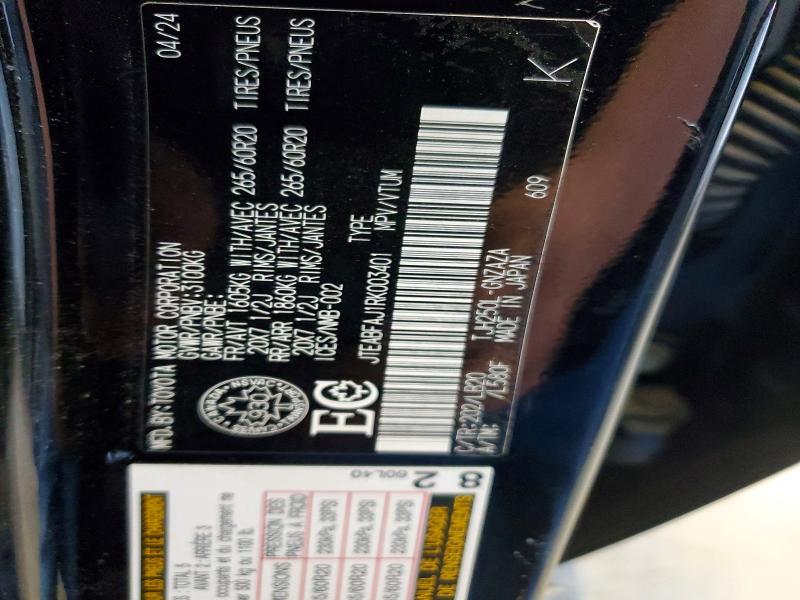 2024 Toyota Land Cruiser მანქანა იყიდება აუქციონზე, vin: JTEABFAJ1RK003401, აუქციონის ნომერი: 54831206