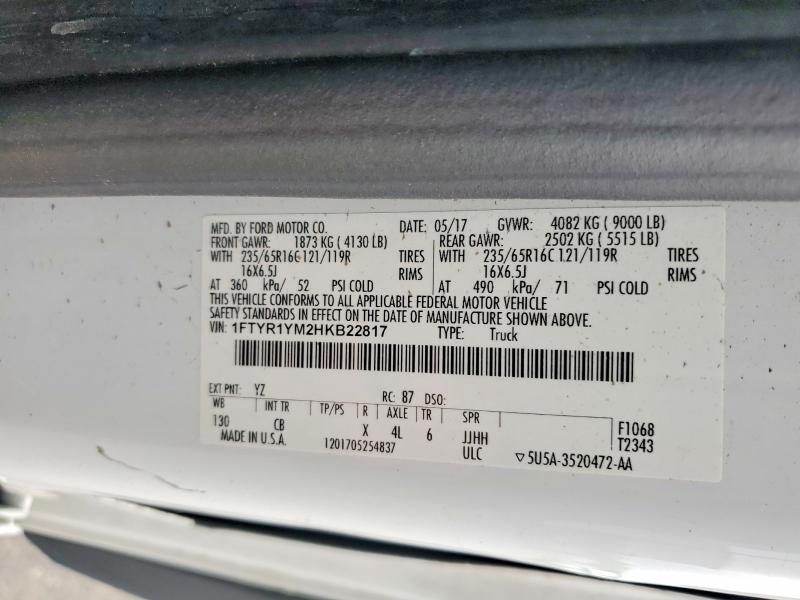 52911766 :رقم المزاد ، 1FTYR1YM2HKB22817 vin ، 2017 Ford Transit مزاد بيع