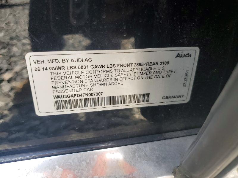 2015 Audi A8 მანქანა იყიდება აუქციონზე, vin: WAU3GAFD4FN007907, აუქციონის ნომერი: 54315836
