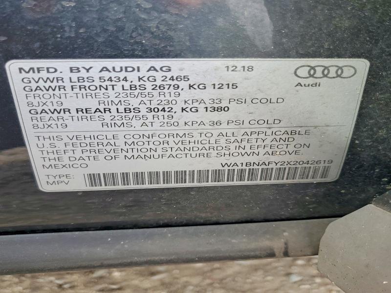 52680776 :رقم المزاد ، WA1BNAFY2K2042619 vin ، 2019 Audi Q5 مزاد بيع