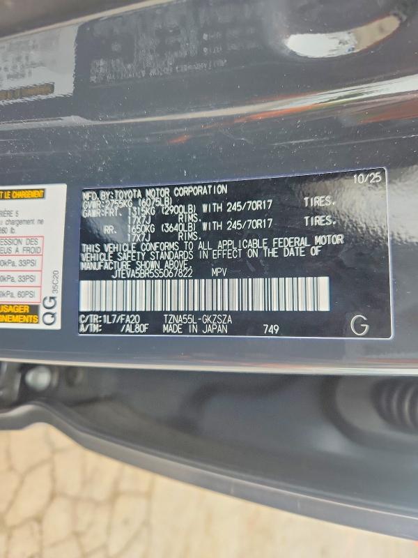 53226096 :رقم المزاد ، JTEVA5BR5S5067822 vin ، 2025 Toyota 4runner مزاد بيع