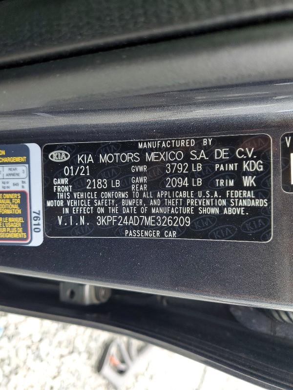 Продажа на аукционе авто 2021 Kia Forte, vin: 3KPF24AD7ME326209, номер лота: 53618706