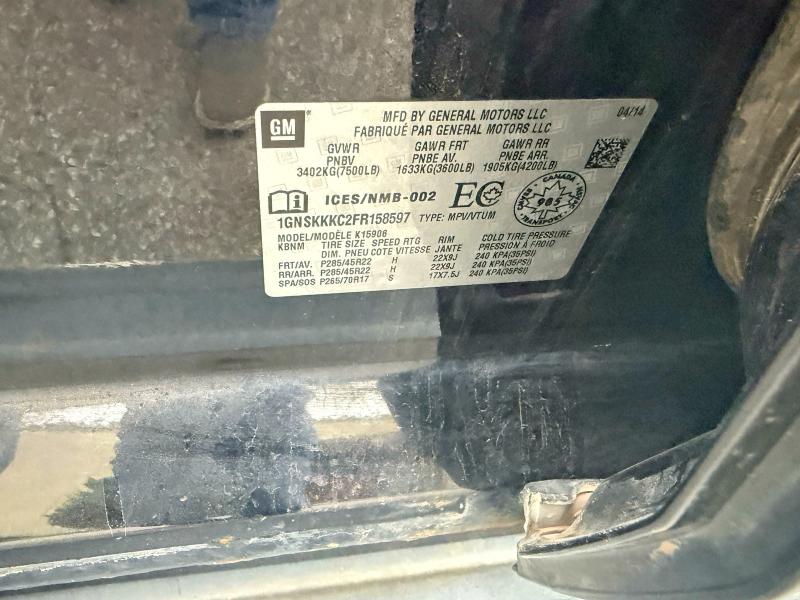 Продаж на аукціоні авто 2015 Chevrolet Suburban, vin: 1GNSKKKC2FR158597, номер лоту: 54750836