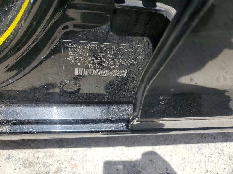 Aukcja sprzedaży 2017 Hyundai Elantra, vin: KMHD74LF2HU423702, numer aukcji: 53310716