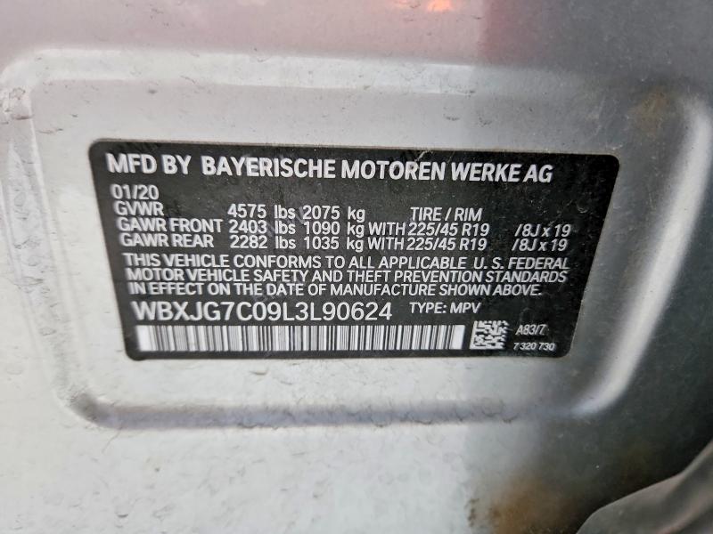 52500466 :رقم المزاد ، WBXJG7C09L3L90624 vin ، 2020 Bmw X1 مزاد بيع