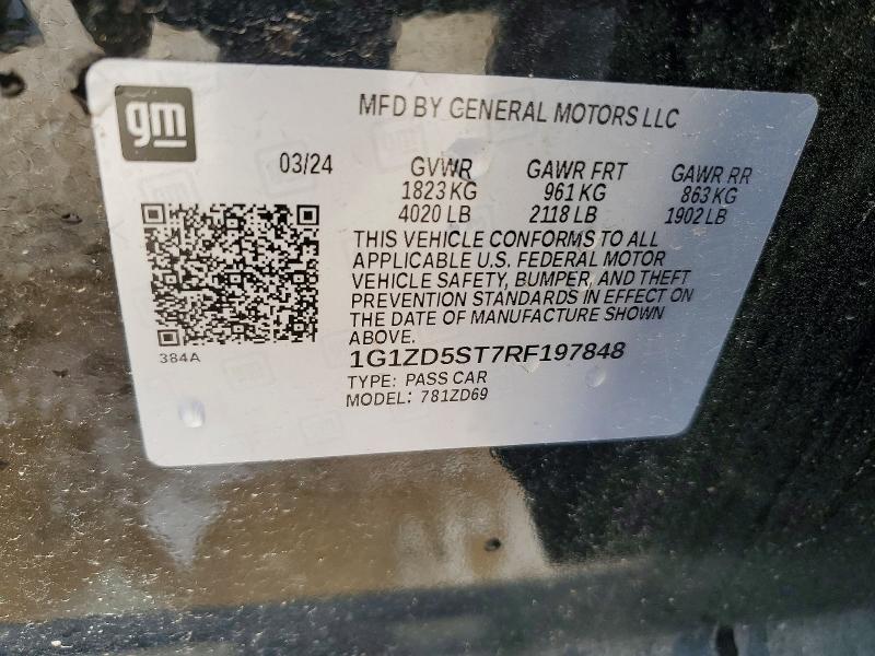 Продажа на аукционе авто 2024 Chevrolet Malibu, vin: 1G1ZD5ST7RF197848, номер лота: 54526816