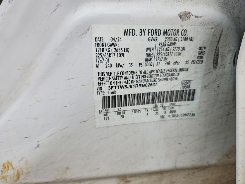 Продаж на аукціоні авто 2024 Ford Maverick, vin: 3FTTW8J91RRB02637, номер лоту: 52330456
