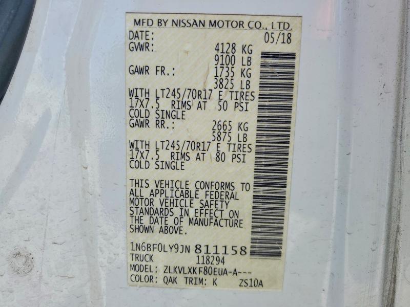 2018 Nissan Nv მანქანა იყიდება აუქციონზე, vin: 1N6BF0LY9JN811158, აუქციონის ნომერი: 54916936