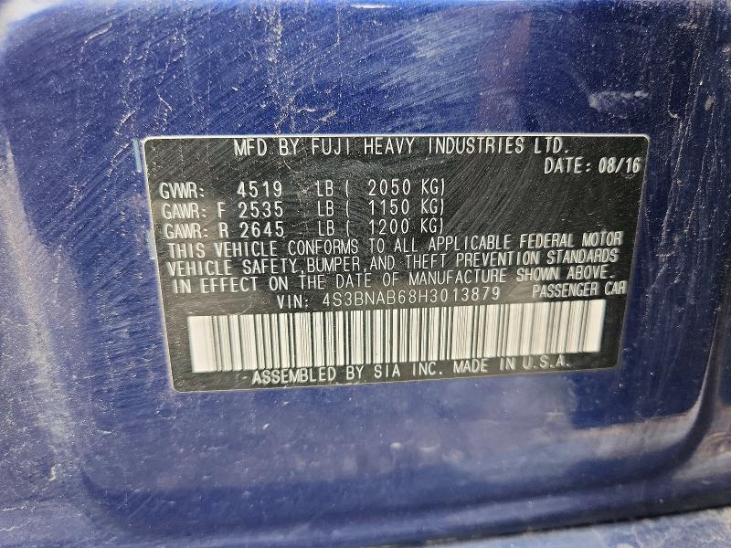 2017 Subaru Legacy მანქანა იყიდება აუქციონზე, vin: 4S3BNAB68H3013879, აუქციონის ნომერი: 54849776