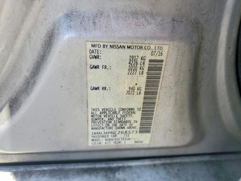 Продаж на аукціоні авто 2016 Nissan Altima, vin: 1N4AL3AP4GC268573, номер лоту: 54533256