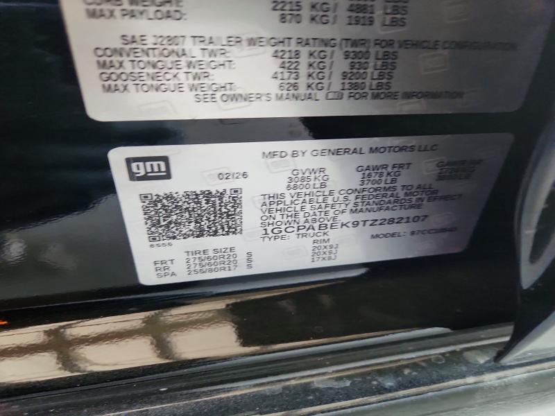 2026 Chevrolet Silverado მანქანა იყიდება აუქციონზე, vin: 1GCPABEK9TZ282107, აუქციონის ნომერი: 54504526