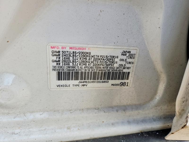 Aukcja sprzedaży 2007 Mitsubishi Outlander, vin: JA4MS31X97Z016853, numer aukcji: 52391996