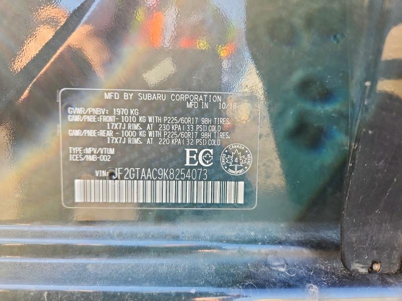 50571186 :رقم المزاد ، JF2GTAAC9K8254073 vin ، 2019 Subaru Crosstrek مزاد بيع