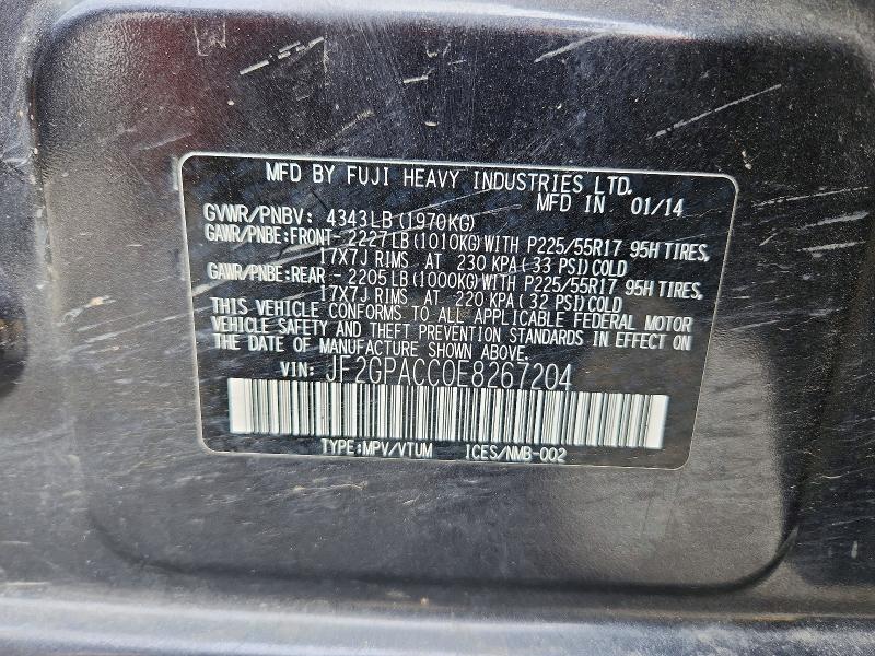 2014 Subaru Xv Crosstrek მანქანა იყიდება აუქციონზე, vin: JF2GPACC0E8267204, აუქციონის ნომერი: 54894326