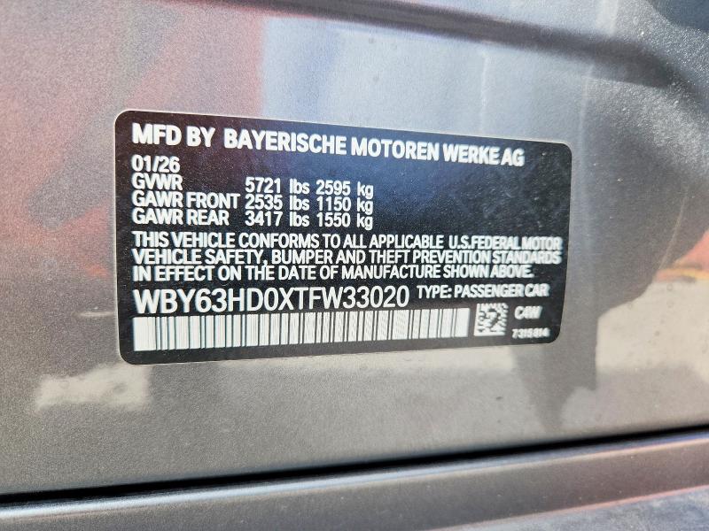 Продажа на аукционе авто 2026 Bmw I4, vin: WBY63HD0XTFW33020, номер лота: 54732566