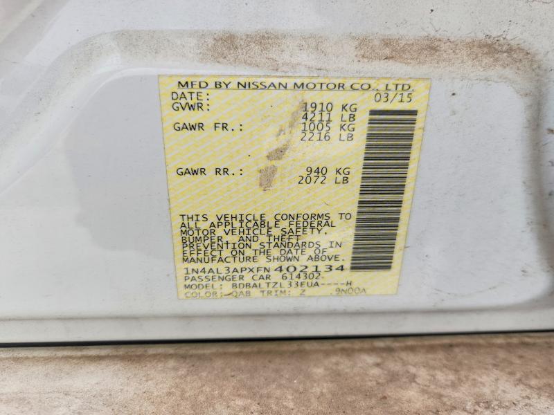 Продаж на аукціоні авто 2015 Nissan Altima, vin: 1N4AL3APXFN402134, номер лоту: 54536516