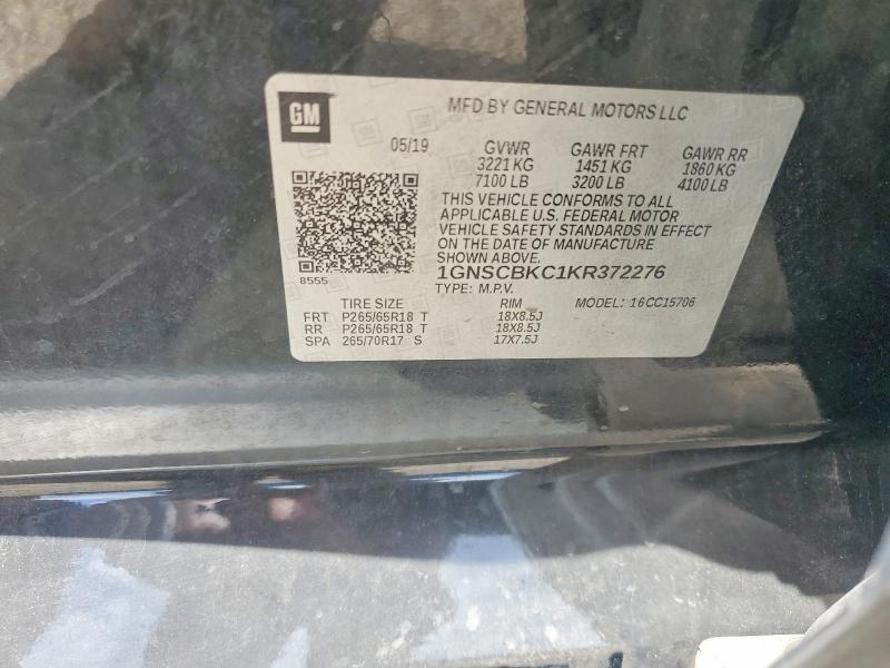 Продаж на аукціоні авто 2019 Chevrolet Tahoe, vin: 1GNSCBKC1KR372276, номер лоту: 54623546