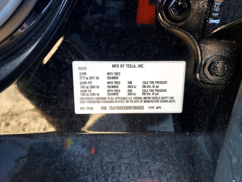 Продаж на аукціоні авто 2024 Tesla Model Y, vin: 7SAYGDED8RF086063, номер лоту: 53909236