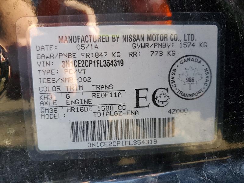 Продаж на аукціоні авто 2015 Nissan Versa Note, vin: 3N1CE2CP1FL354319, номер лоту: 53795036