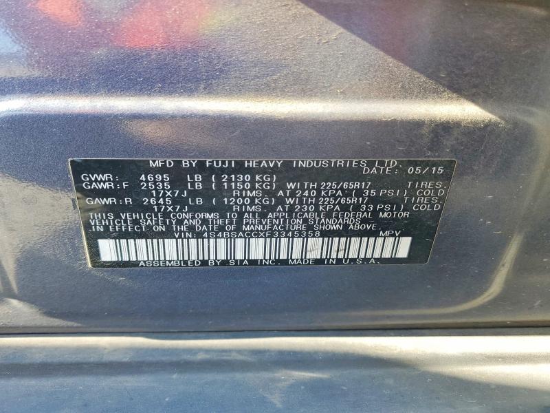 54507236 :رقم المزاد ، 4S4BSACCXF3345358 vin ، 2015 Subaru Outback مزاد بيع