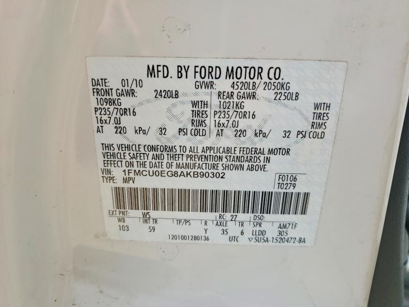 Aukcja sprzedaży 2010 Ford Escape, vin: 1FMCU0EG8AKB90302, numer aukcji: 54385276