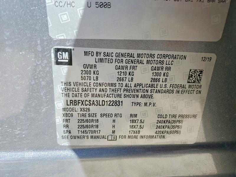 Aukcja sprzedaży 2020 Buick Envision, vin: LRBFXCSA3LD122831, numer aukcji: 52483996