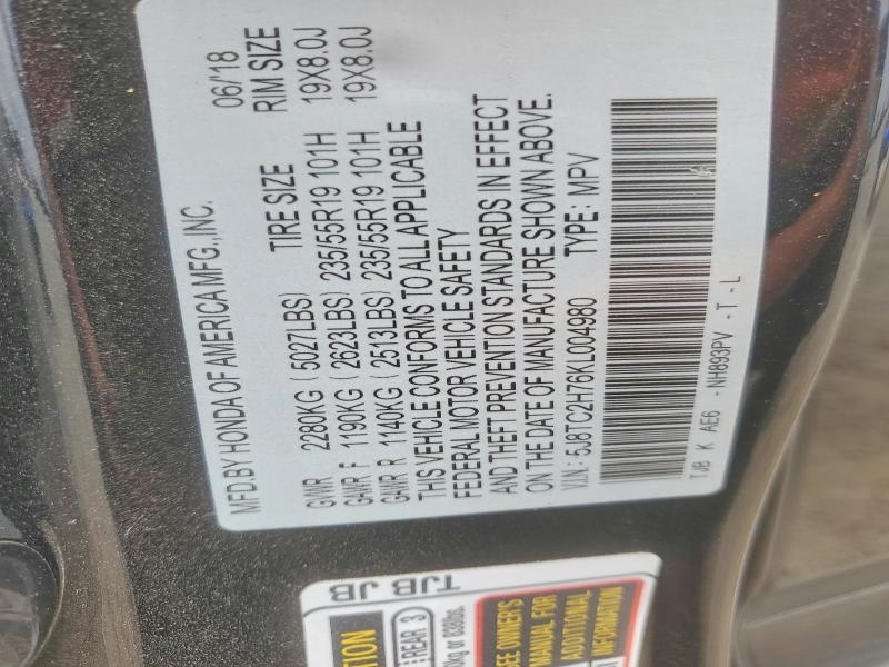Aukcja sprzedaży 2019 Acura Rdx, vin: 5J8TC2H76KL004980, numer aukcji: 54354506