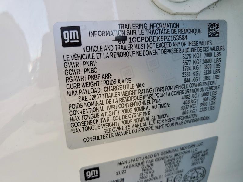 2023 Chevrolet Silverado მანქანა იყიდება აუქციონზე, vin: 1GCPDBEK5PZ153584, აუქციონის ნომერი: 53074036