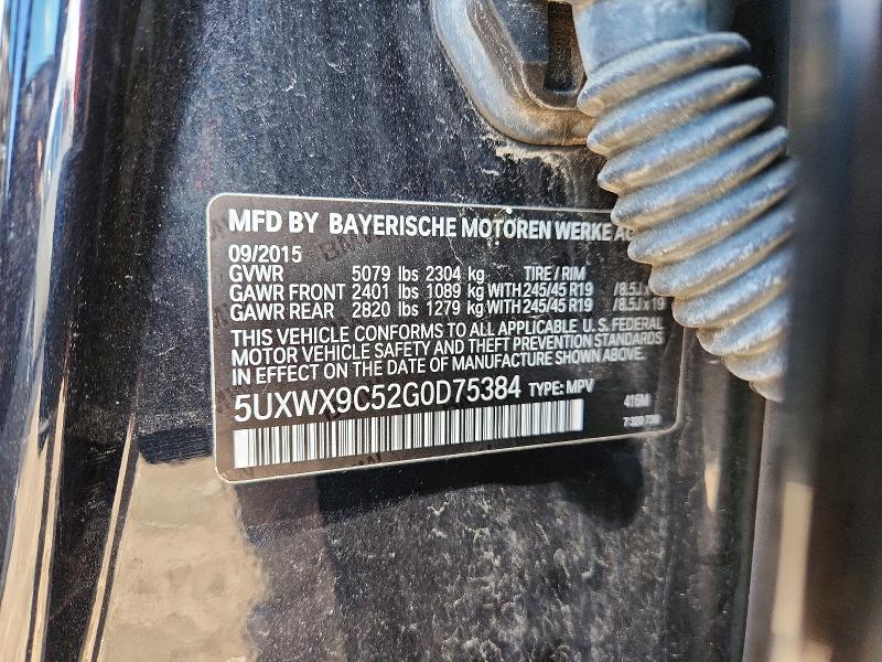 Auction sale of the 2016 Bmw X3, vin: 5UXWX9C52G0D75384, lot number: 52812326