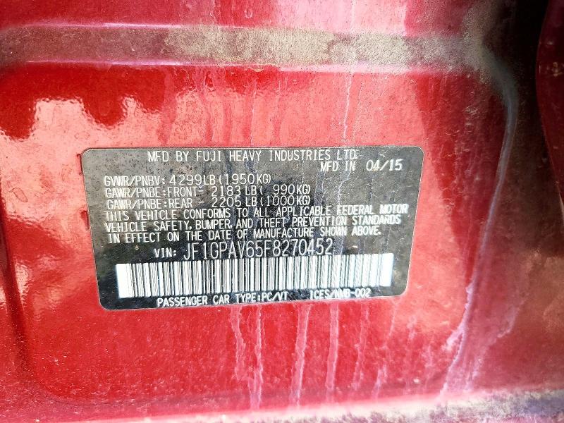 Продажа на аукционе авто 2015 Subaru Impreza, vin: JF1GPAV65F8270452, номер лота: 52417516