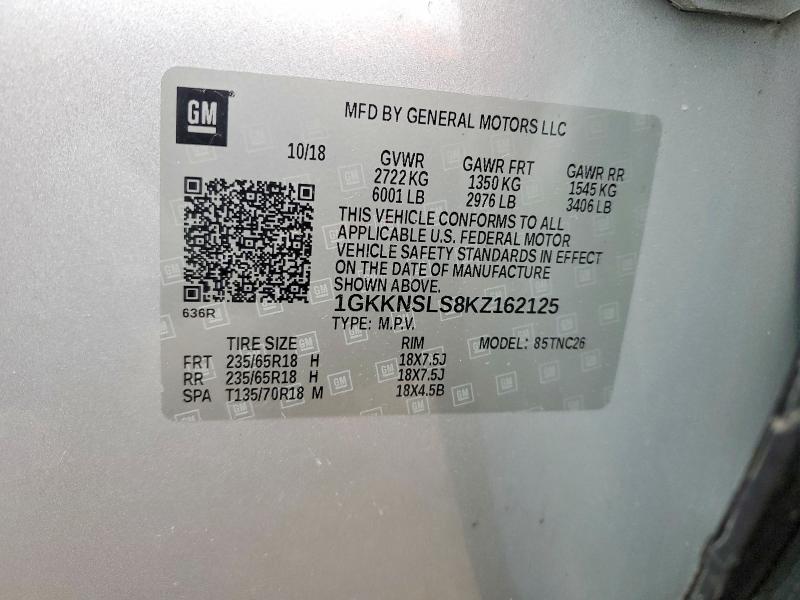 Продаж на аукціоні авто 2019 Gmc Acadia, vin: 1GKKNSLS8KZ162125, номер лоту: 52960896