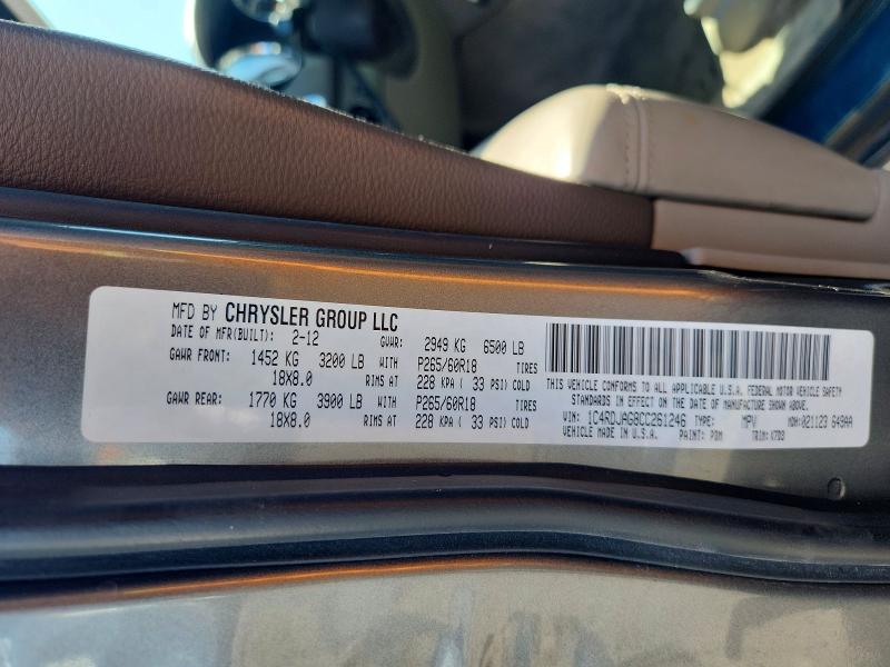 Продажа на аукционе авто 2012 Dodge Durango, vin: 1C4RDJAG8CC261246, номер лота: 52602516