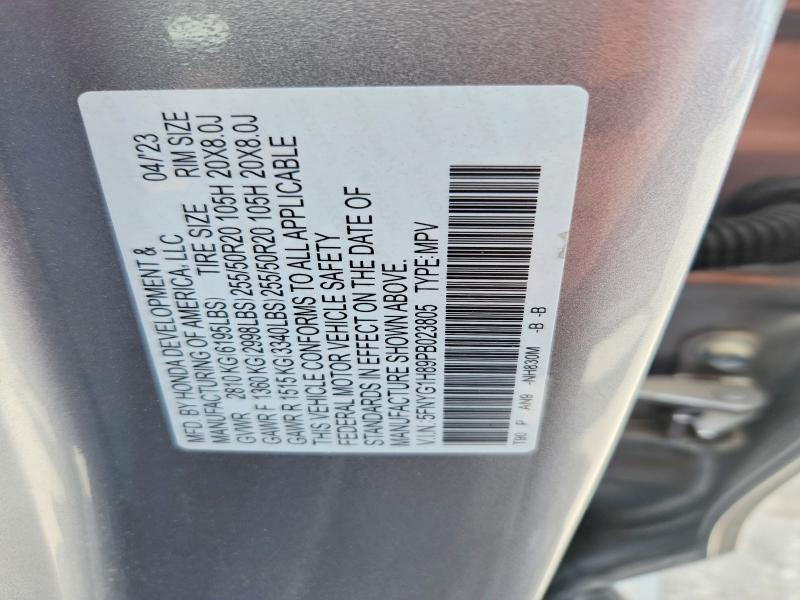 Продаж на аукціоні авто 2023 Honda Pilot, vin: 5FNYG1H89PB023805, номер лоту: 55115016