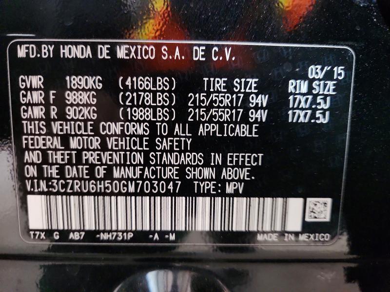 Aukcja sprzedaży 2016 Honda Hr-v, vin: 3CZRU6H50GM703047, numer aukcji: 52933236