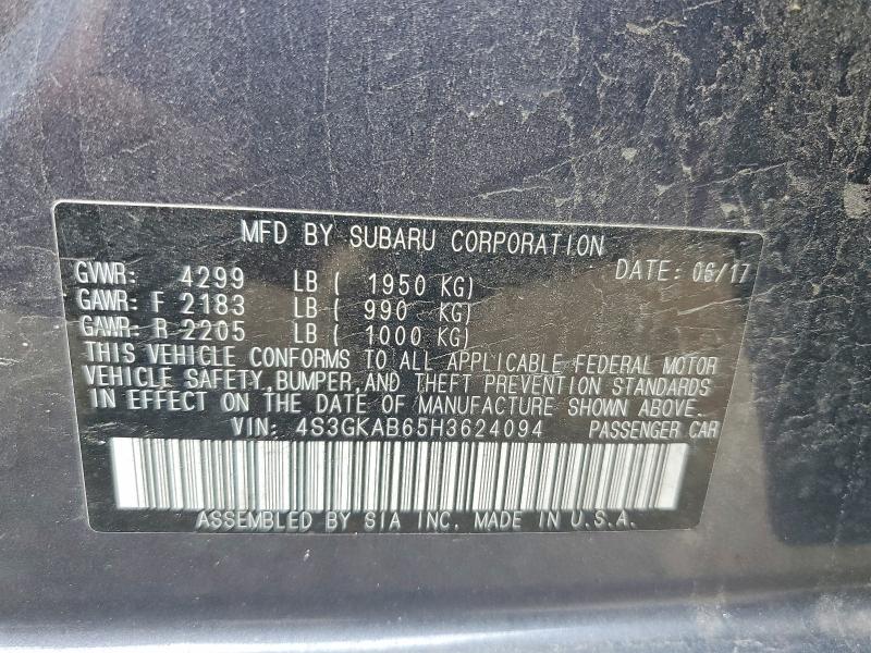 Продаж на аукціоні авто 2017 Subaru Impreza, vin: 4S3GKAB65H3624094, номер лоту: 53601106