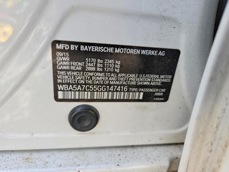 52870476 :رقم المزاد ، WBA5A7C55GG147416 vin ، 2016 Bmw 528 مزاد بيع