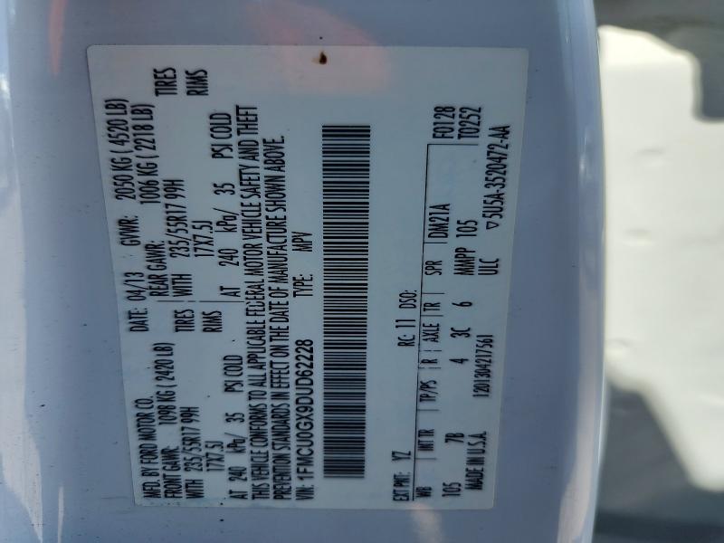 Aukcja sprzedaży 2013 Ford Escape, vin: 1FMCU0GX9DUD62228, numer aukcji: 54706586