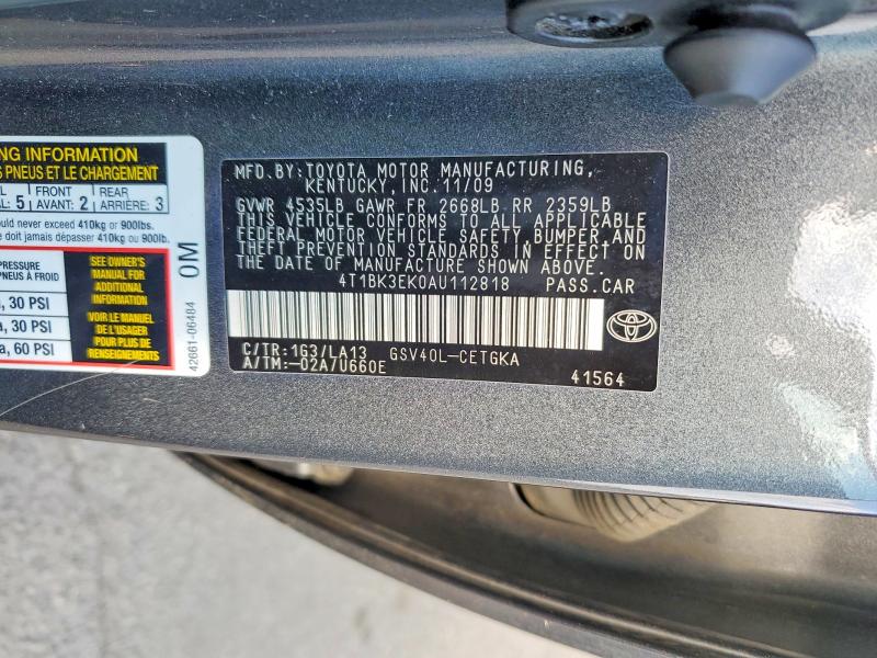 Продаж на аукціоні авто 2010 Toyota Camry, vin: 4T1BK3EK0AU112818, номер лоту: 53015846