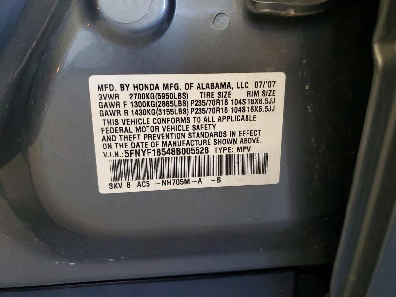 Продажа на аукционе авто 2008 Honda Pilot, vin: 5FNYF18548B005528, номер лота: 53897176