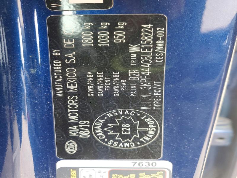 2020 Kia Forte მანქანა იყიდება აუქციონზე, vin: 3KPF44AC6LE158224, აუქციონის ნომერი: 51818946