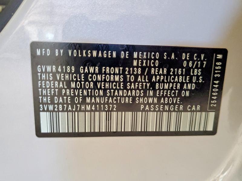 53834376 :رقم المزاد ، 3VW2B7AJ7HM411372 vin ، 2017 Volkswagen Jetta مزاد بيع
