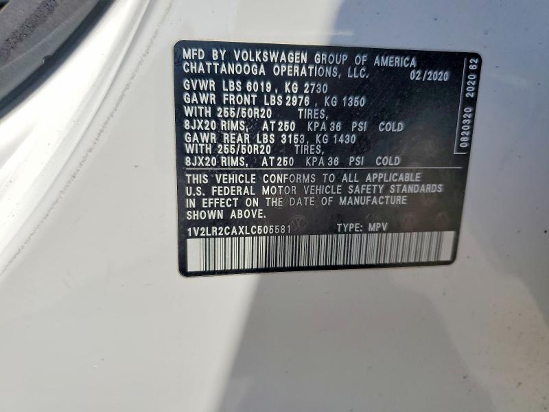 2020 Volkswagen Atlas მანქანა იყიდება აუქციონზე, vin: 1V2LR2CAXLC505581, აუქციონის ნომერი: 53334196