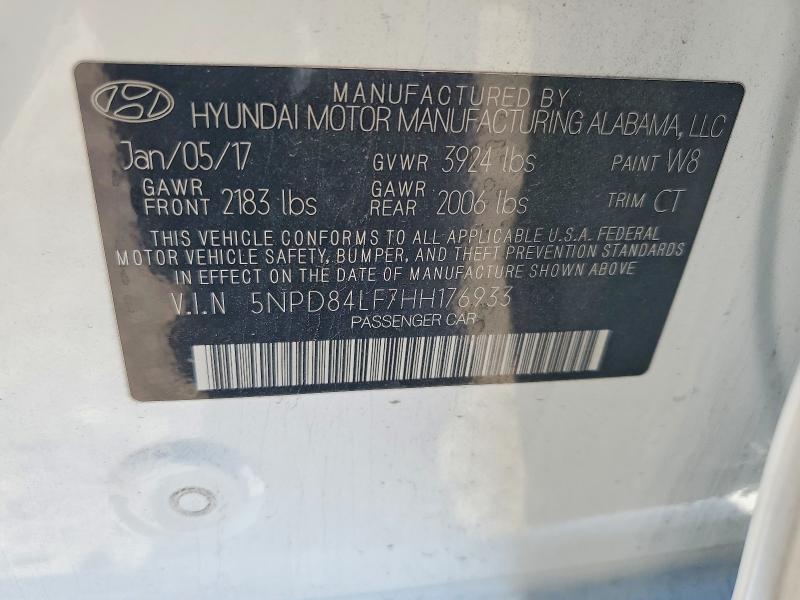 54123236 :رقم المزاد ، 5NPD84LF7HH176933 vin ، 2017 Hyundai Elantra مزاد بيع