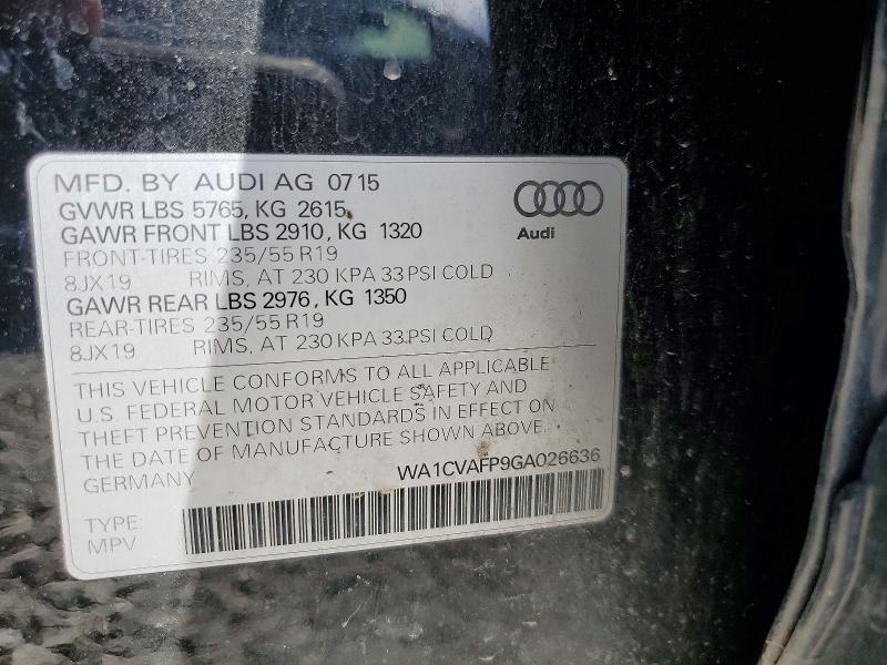 Продажа на аукционе авто 2016 Audi Q5, vin: WA1CVAFP9GA026636, номер лота: 51313566