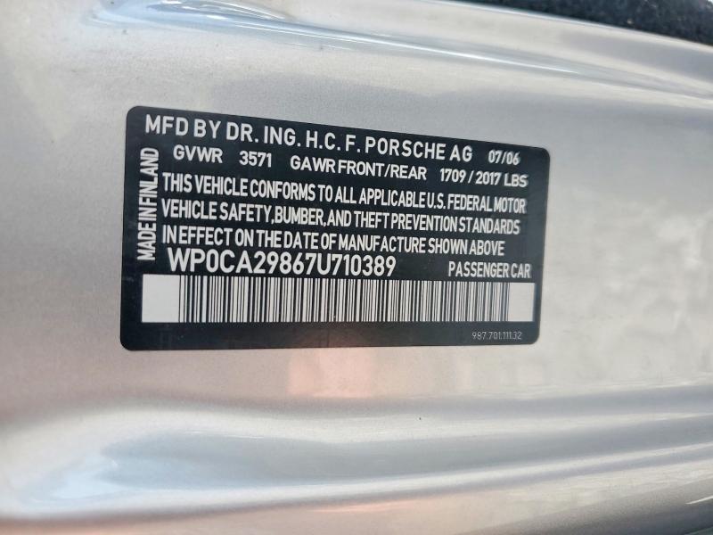 Aukcja sprzedaży 2007 Porsche Boxster, vin: WP0CA29867U710389, numer aukcji: 54973276