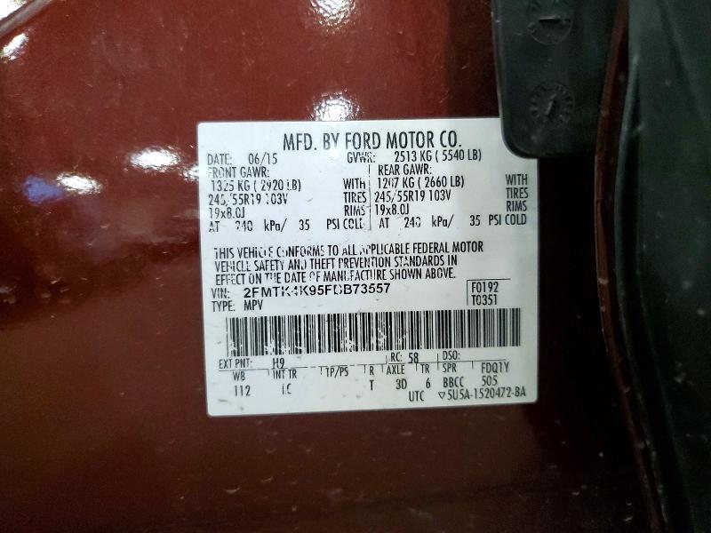 2015 Ford Edge მანქანა იყიდება აუქციონზე, vin: 2FMTK4K95FBB73557, აუქციონის ნომერი: 53106436