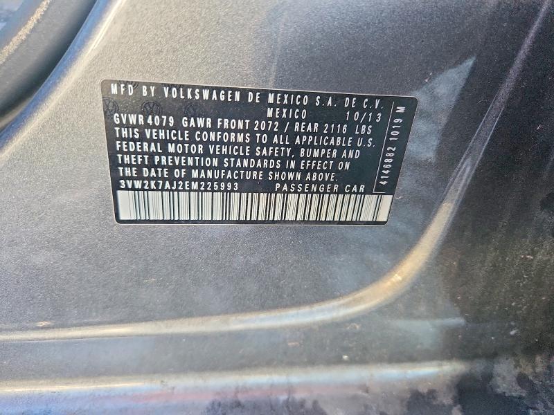 Продажа на аукционе авто 2014 Volkswagen Jetta, vin: 3VW2K7AJ2EM225993, номер лота: 54585156