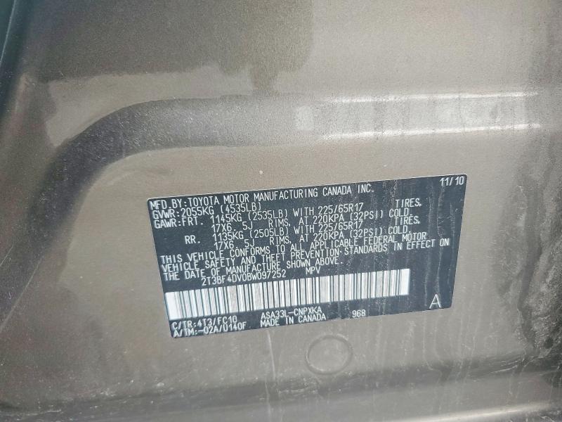 Auction sale of the 2011 Toyota Rav4, vin: 2T3BF4DV0BW097252, lot number: 55025786