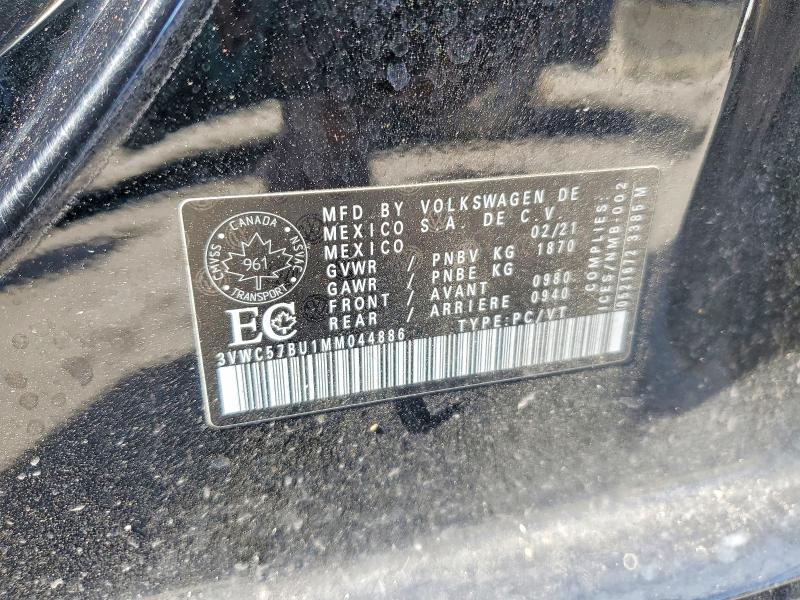 2021 Volkswagen Jetta მანქანა იყიდება აუქციონზე, vin: 3VWC57BU1MM044886, აუქციონის ნომერი: 53708806
