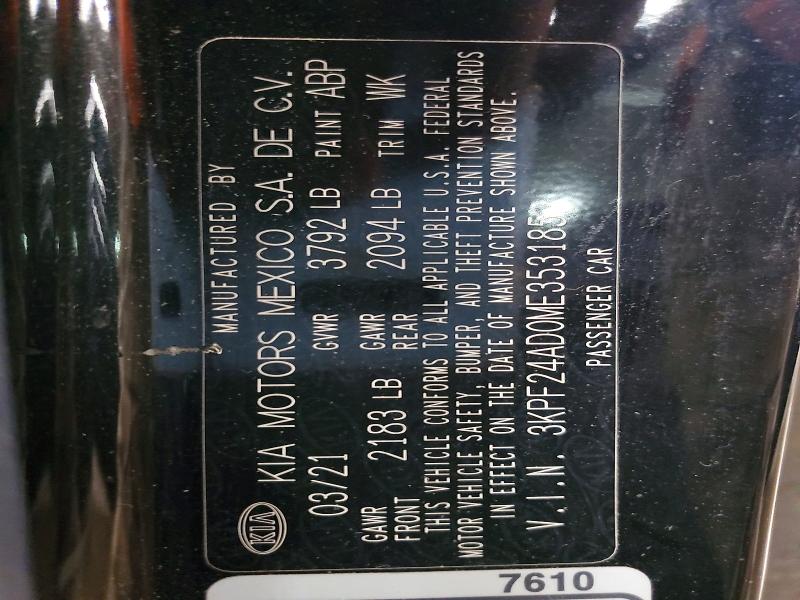 Продажа на аукционе авто 2021 Kia Forte, vin: 3KPF24AD0ME353185, номер лота: 52348396